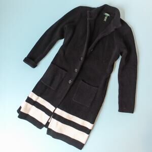 Ralph Lauren Vintage Thick Knit Duster Cardigan Sweater Size Medium Cotton Goth